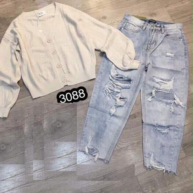 QUẦN JEAN NỮ VNXK BAGGY RÁCH NHIỀU 3088 ZZ03