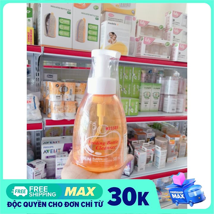 Nước Súc Rửa Bình Sữa Wesser Chai Có Vòi 500ml ( Vòi Tạo Bọt) Nhập Khẩu Korea, chất lượng đảm bảo an toàn đến sức khỏe người sử dụng cam kết hàng đúng mô tả