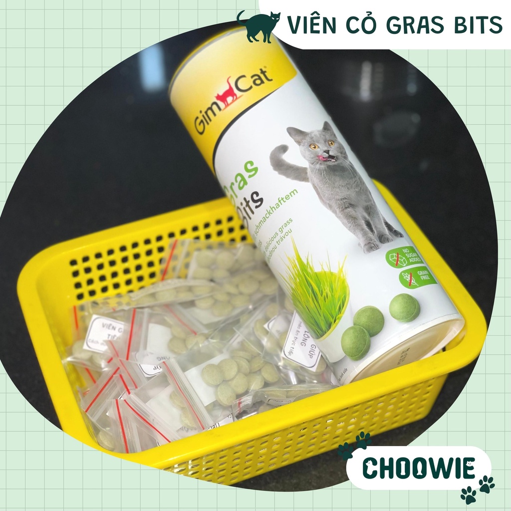 Viên cỏ Gimcat Gras Bits gói dùng thử 10 viên và 2 viên cung cấp chất xơ Choowie Pet Shop