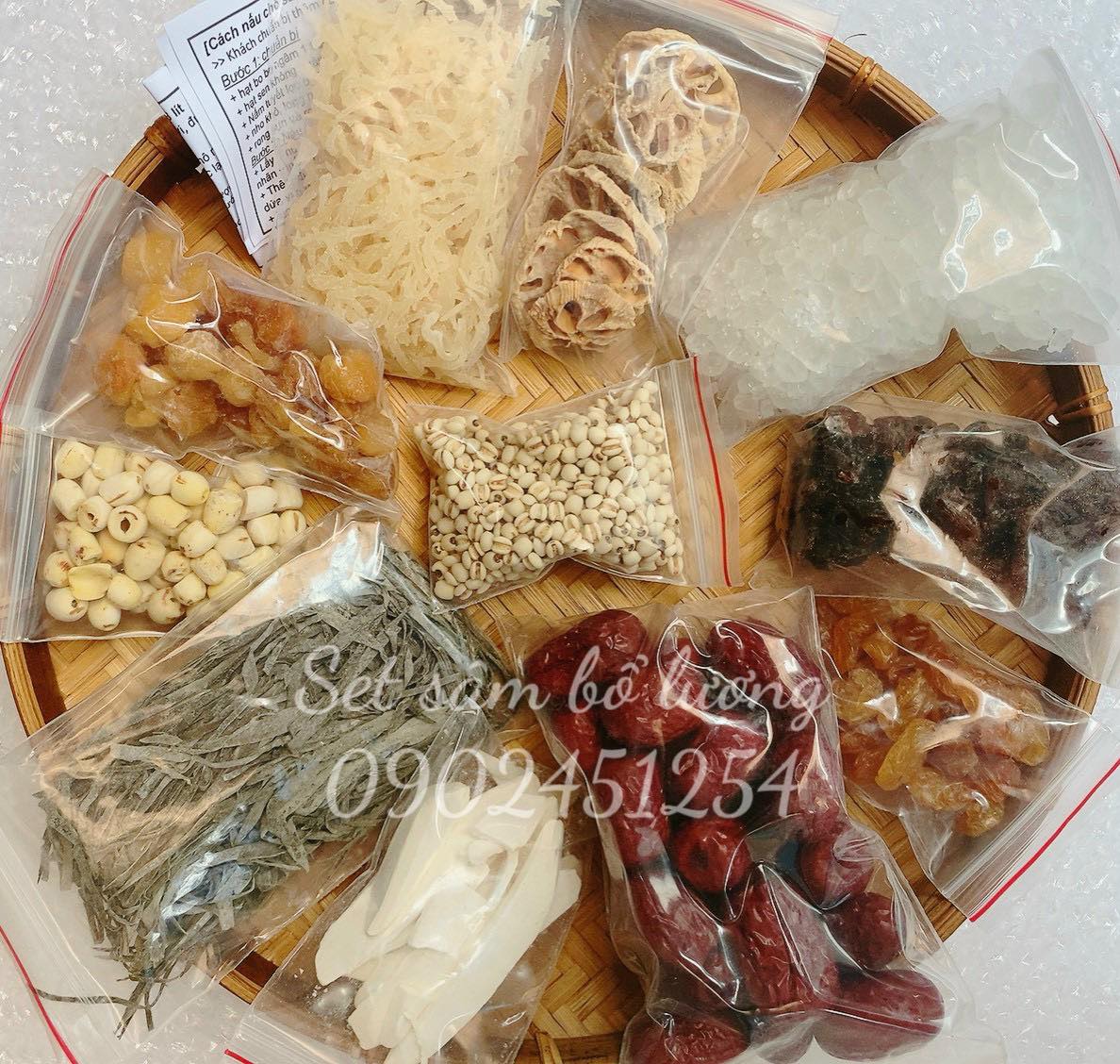Set 10 nguyên liệu đặc biệt nấu chè sâm bổ lượng giải nhiệt 8 ly