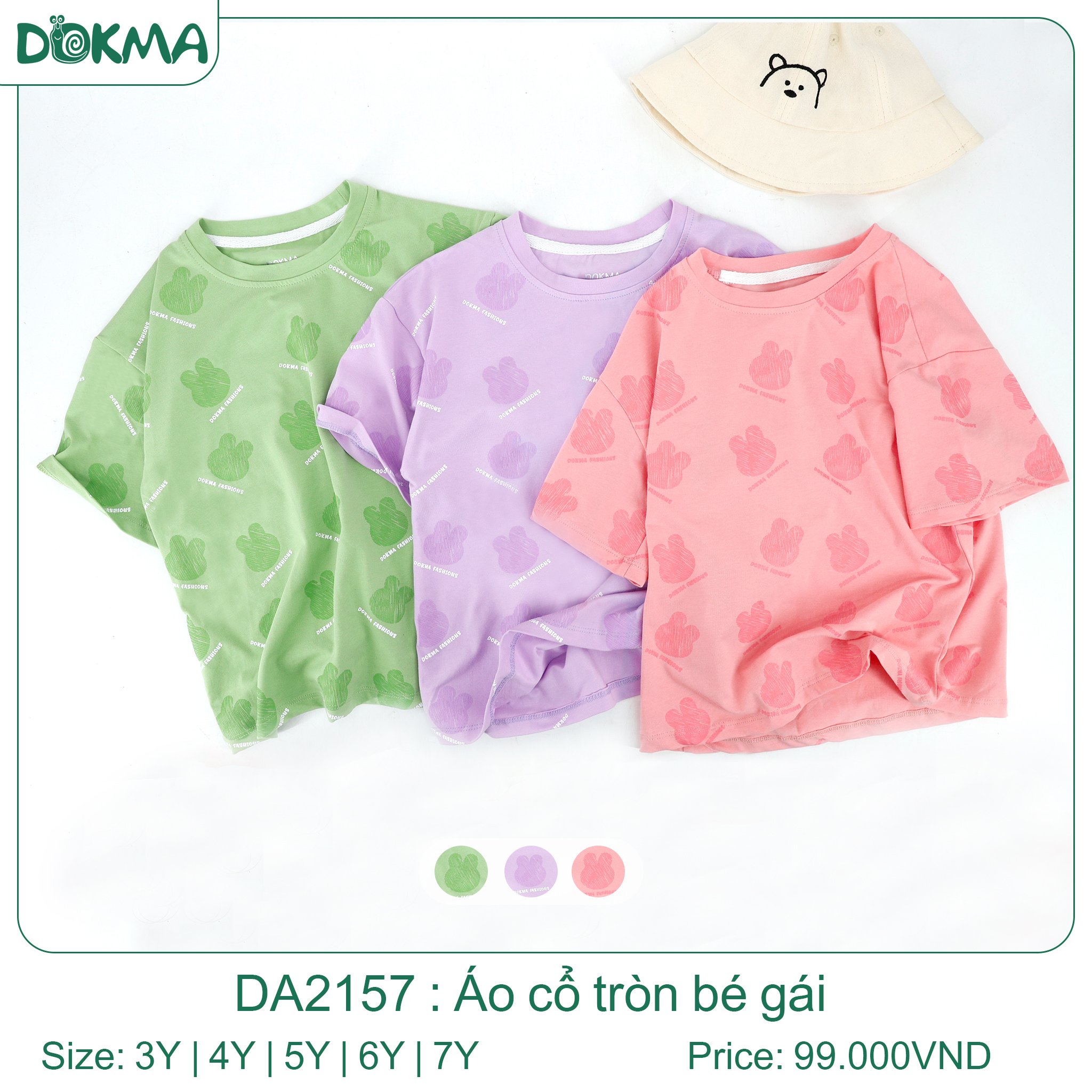Áo cộc tay, áo sát nách cotton Dokma cho bé gái