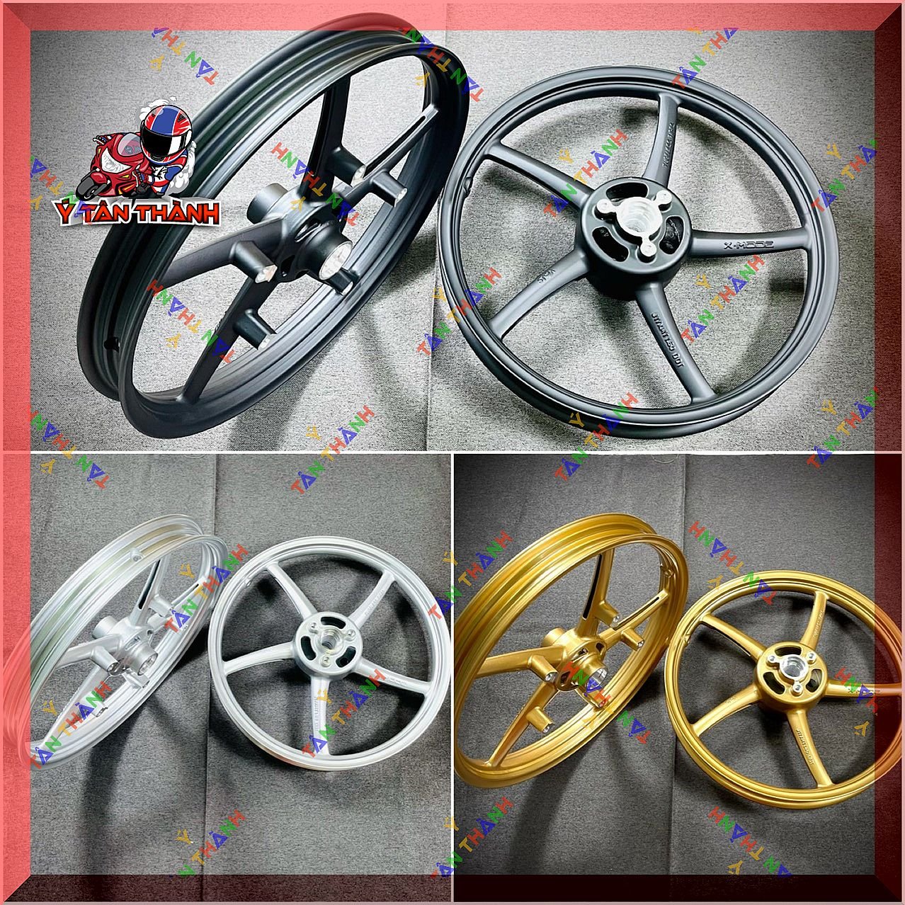 Cặp mâm 5 cây Xmode satria,raider Fi 1.6 1.85 MS49