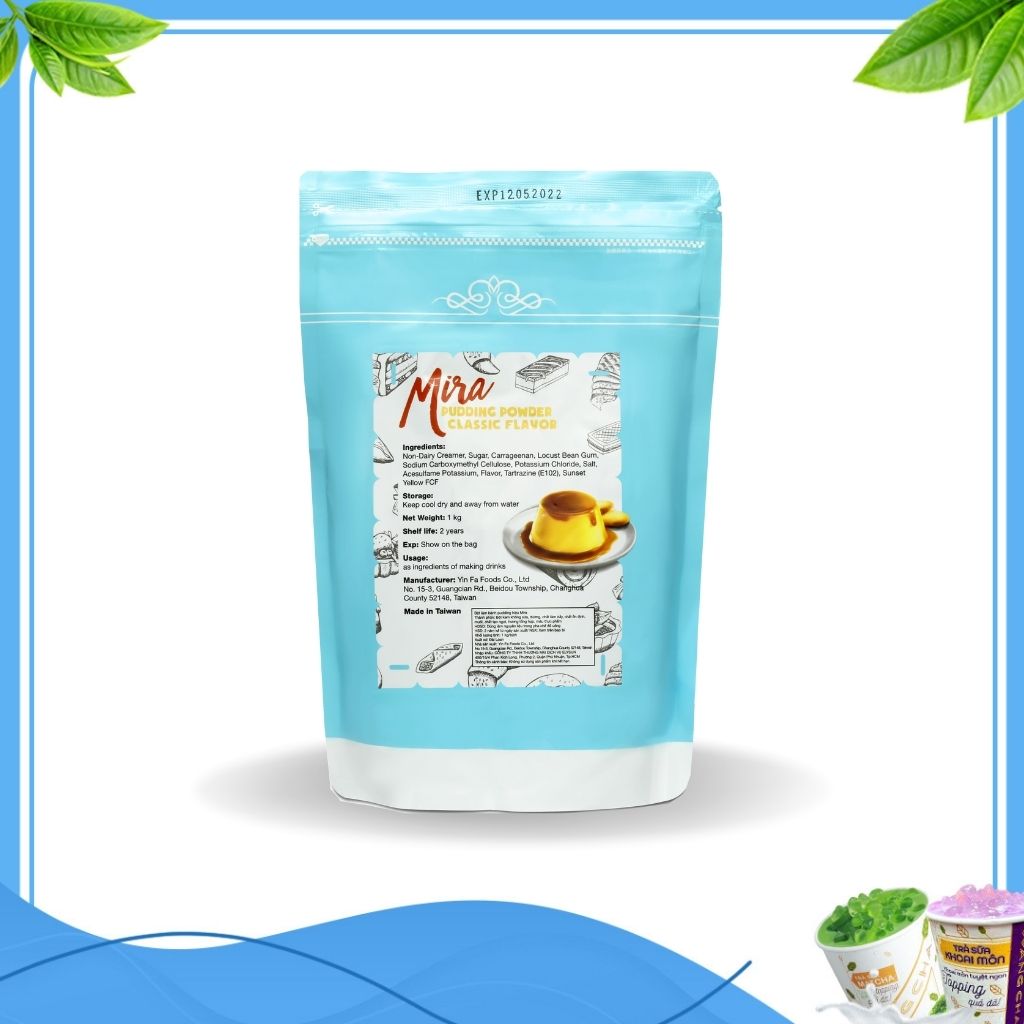 Bột Pudding Mira béo ngậy - Bột Pudding trứng thơm ngon - Bột làm thạch Mira vị trứng chất lượng cao đạt chuẩn an toàn vệ sinh thực phẩm đến từ Đài Loan gói 1kg