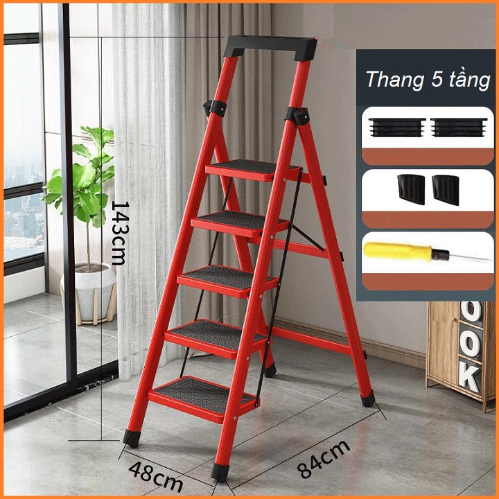 Thang gấp gọn gia đình đa năng - thang chữ a 5 tầng thiết kế mới, thang 5 tầng gấp gọn, thang gia đình 5 tầng, thang chữ a gấp gọn