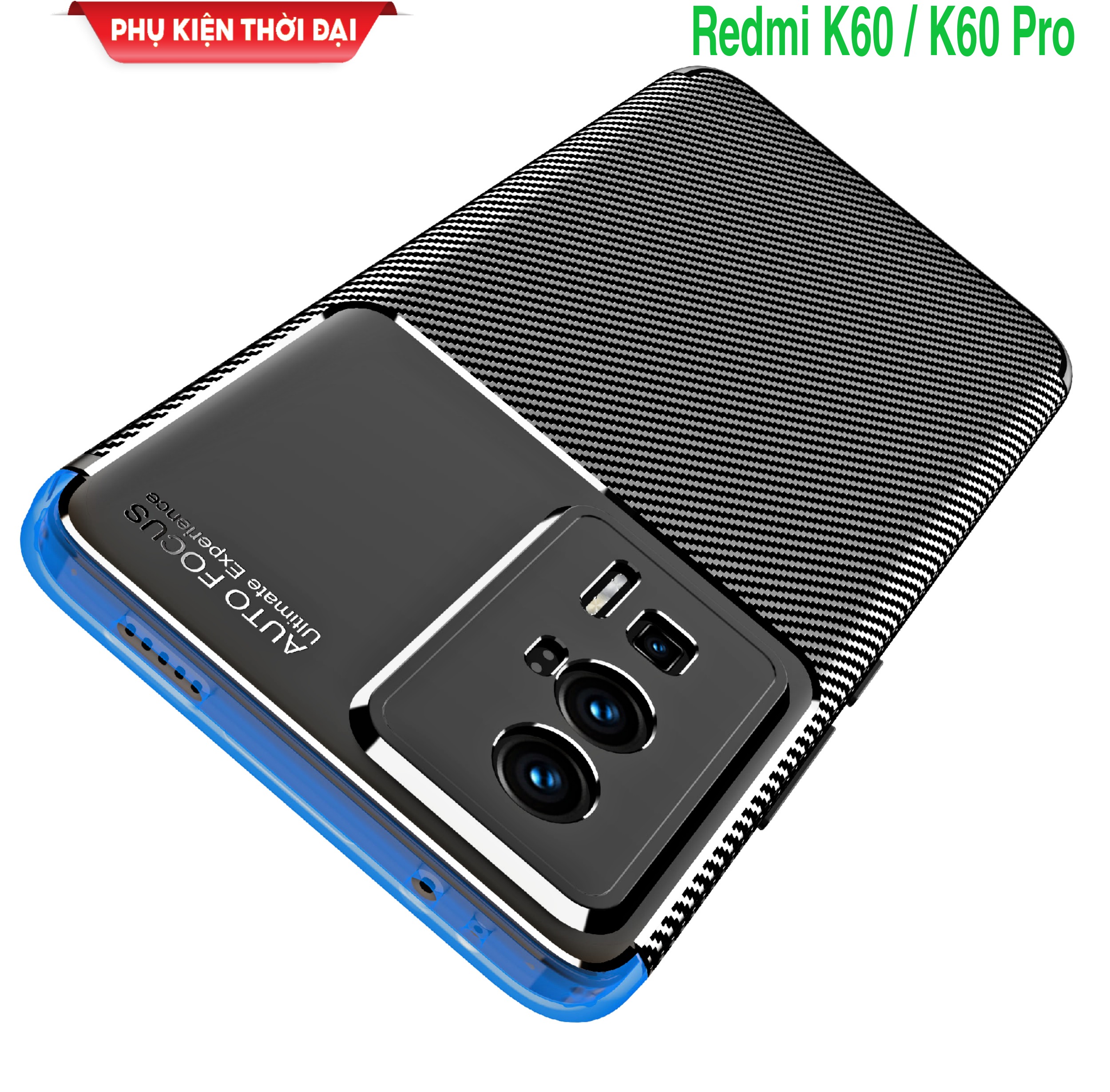 Ốp lưng Redmi K60 / K60 Pro rằn ri hiệu Auto Focus chống sốc chống bám bẩn siêu bền
