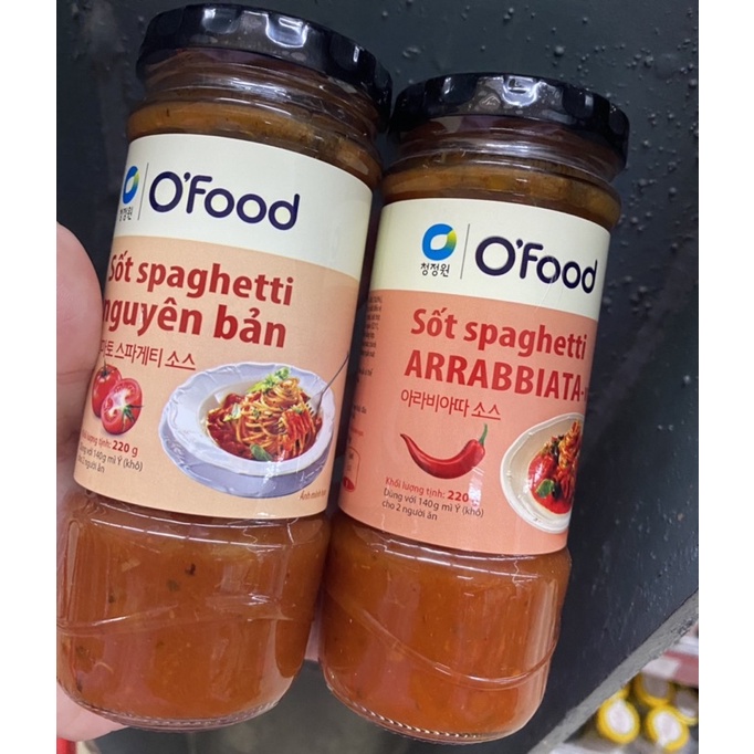 2 vị Sốt Spaghetti Ofood chai 220g Sốt mỳ ývị Arrabbiata cay và vị nguyên