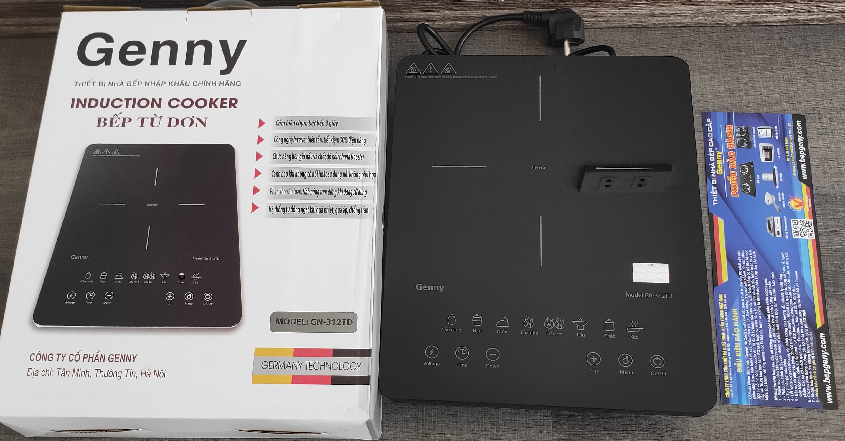 Bếp điện từ, bếp từ đơn Genny GN - 312 chính hãng, Bếp từ inverter tiết kiệm điện, bảo hành chính hãng
