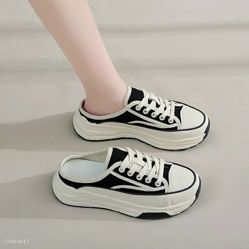 Giày sục vải nữ, đế cao, thoáng mát, phong cách hottrend, giày sục nữ trendy đế bánh mỳ