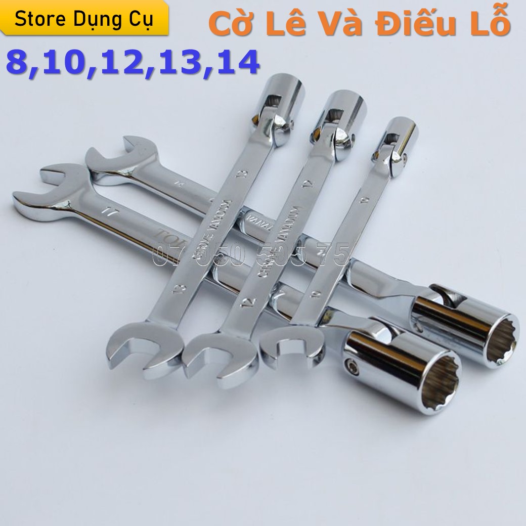 Cờ lê miệng và ống điếu lắc léo ANTON 8-14mm | Cò điếu lắc léo có cờ lê miệng thép 12 cạnh | Điếu lỗ có cờ lê miệng