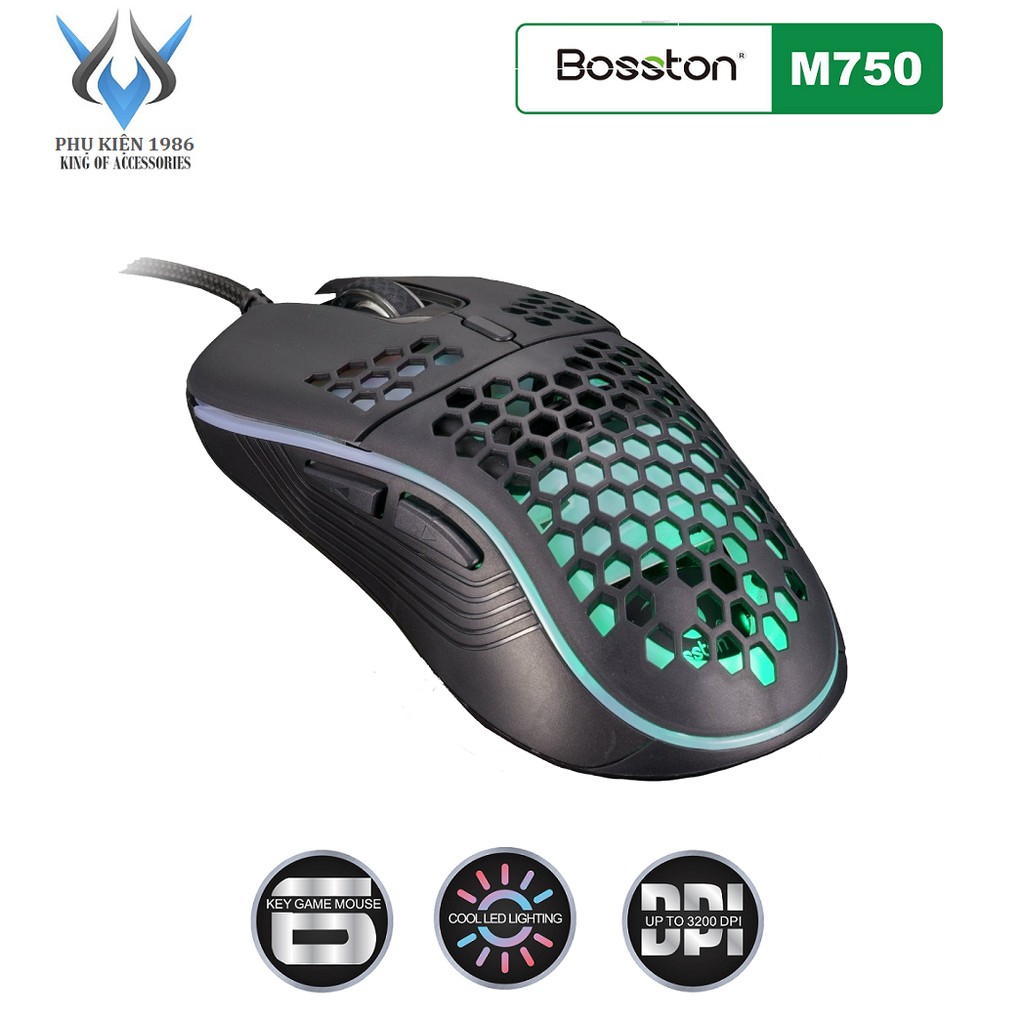 Chuột máy tính gaming có dây led-chuột gaming-chuột gaming có dây fantech-mouse bosston m750 led gaming usb cao cấp, chuột gaming giá rẻ dành cho game thủ chuyên nghiệp, chế độ đèn rgb siêu chất.