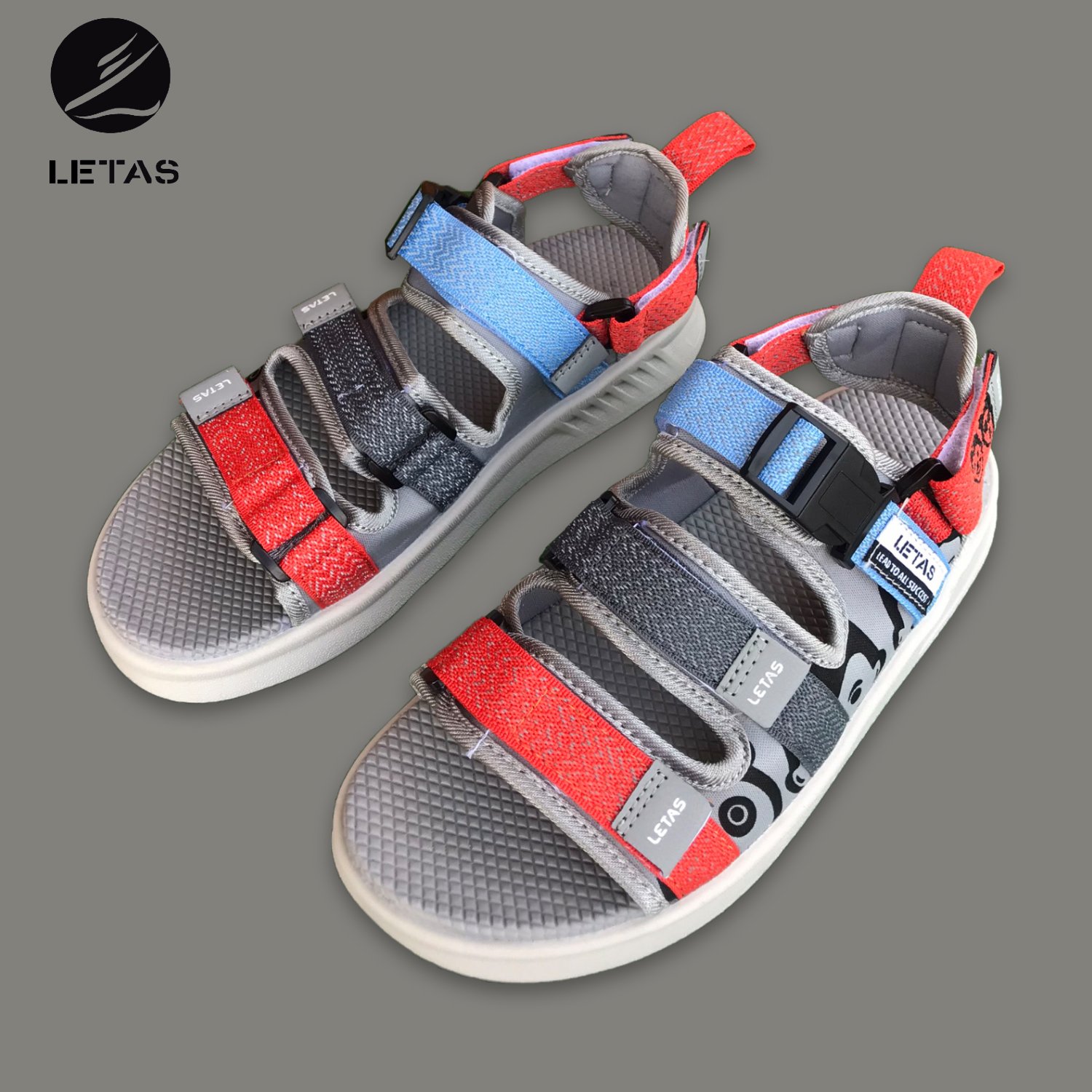Sandal Nữ Phản Quang Hot Trend Letas D714 - Cam Tro Xanh