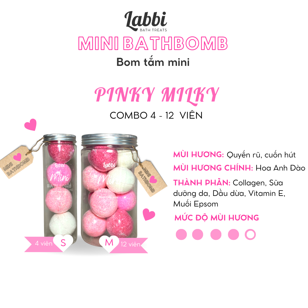 Pinky milky mini bath bomb / viên sủi bồn tắm / bom tắm mini
