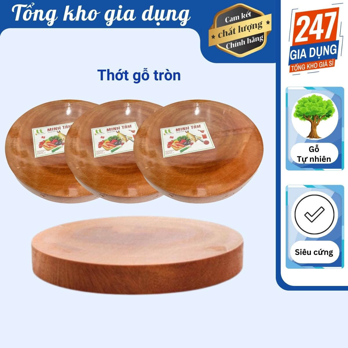 Thớt gỗ tròn tiện lợi nhiều size 18-36cm, gỗ xà cừ