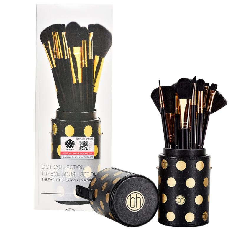 Bộ cọ 11 cây bh cosmetics dot collection - 11 piece brush set black