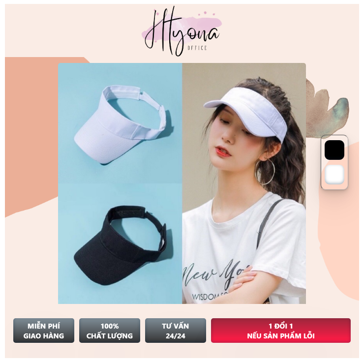 Nón kết nam nữ/ Mũ lưỡi trai nửa đầu trơn tenis thời trang