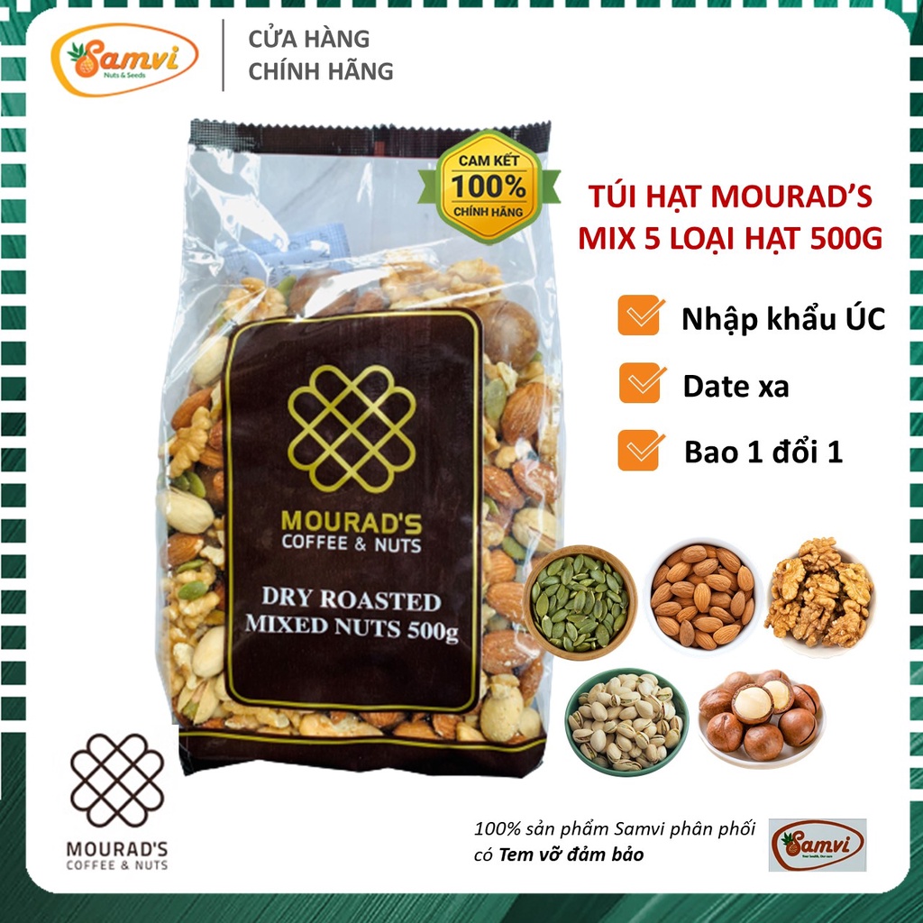 Hạt hỗn hợp mix nut mourad hạnh nhân óc chó macca bí xanh dẻ cười chính hãng - hạt mix mourad úc hàng nhập
