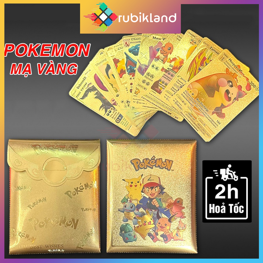 [55 Lá] Bài Pokemon Mạ Vàng Siêu Xịn Sò Trò Chơi Đối Kháng Không Có Quân Bài Trùng Đồ Chơi Trẻ Em Giải Trí Board Game