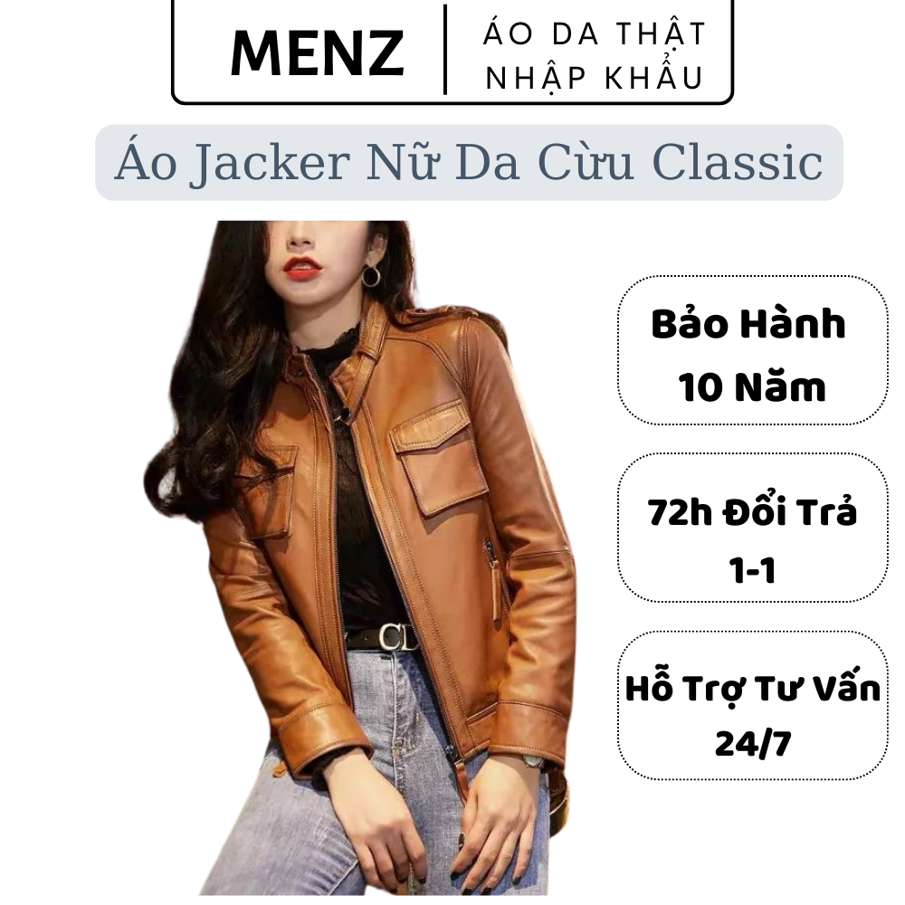 Áo khoác da cừu nữ, áo jacker nữ da cừu thật, làm từ chất liệu da cừu tấm, phong cách trẻ trung tinh tế, mẫu hot 2021