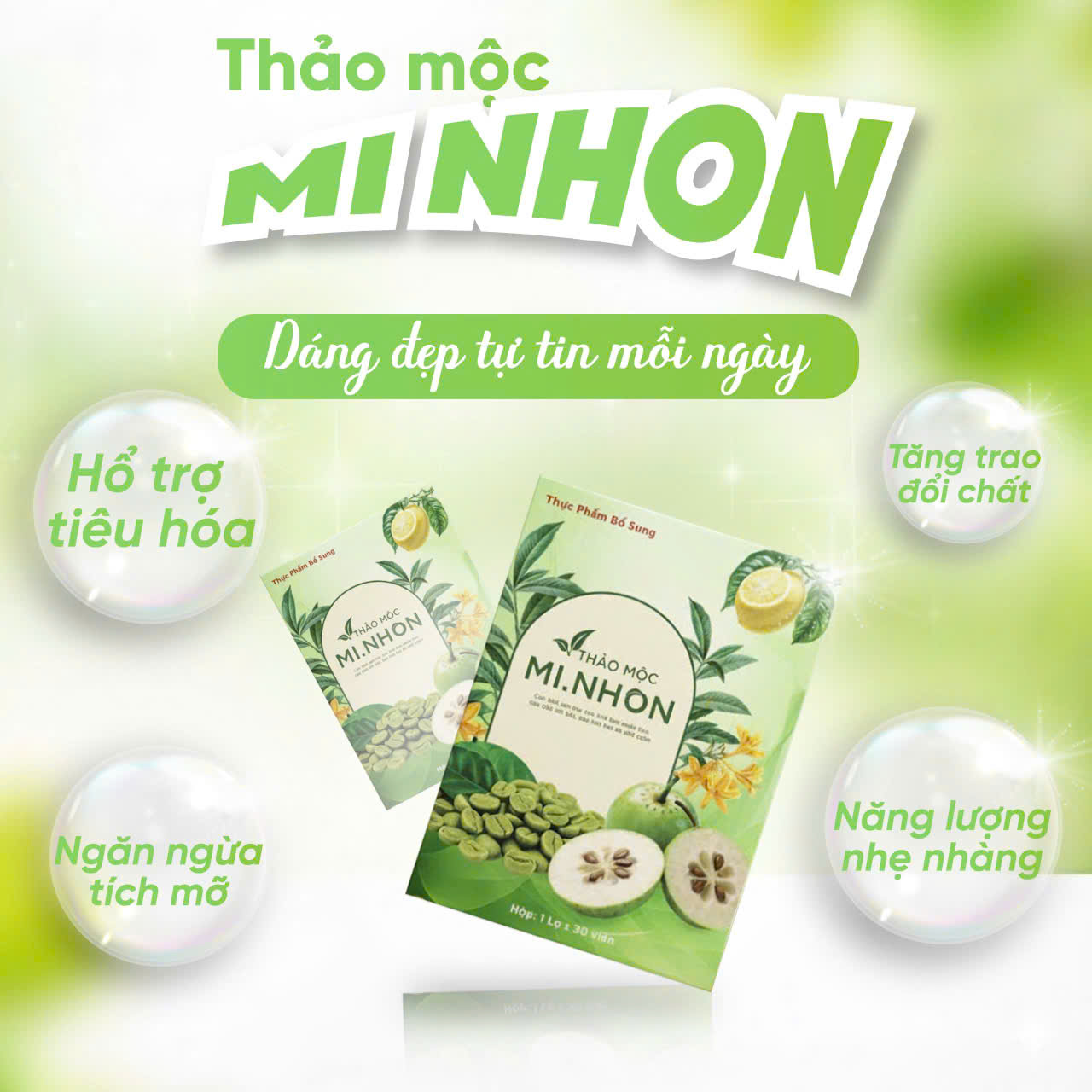   FREESHIP  GIẢM CÂN TIẾN HẠNH HỘP 30 VIÊN LOẠI MỚI MI NHON 