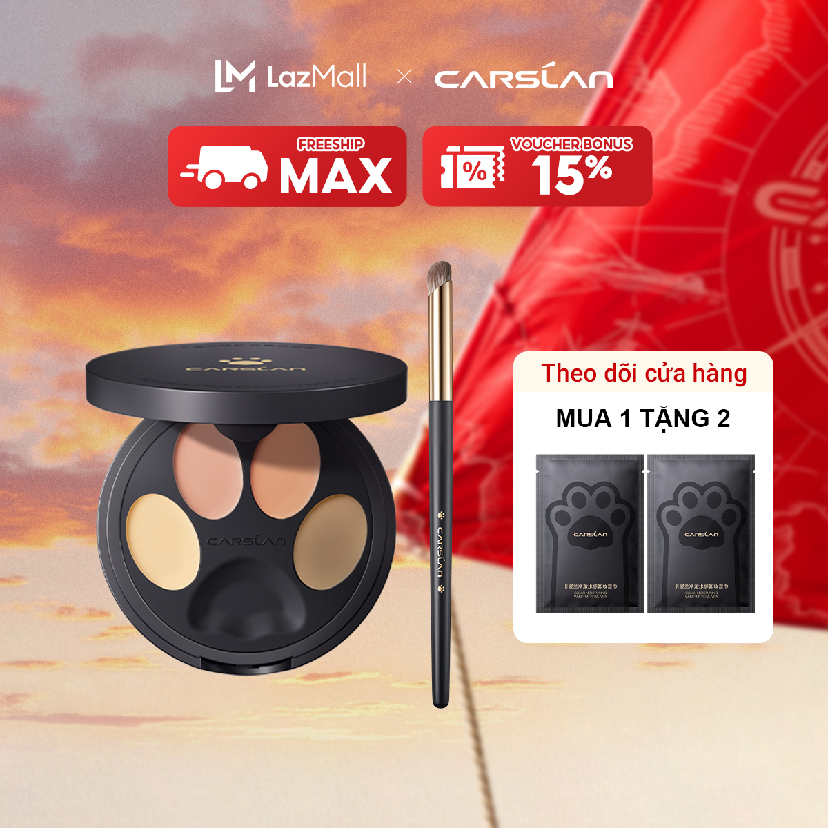 Kem Che Khuyết Điểm Carslan 4 Màu Che phủ quầng thâm/ bọng mắt Che khuyết điểm mà trong veo suốt 12H 3g