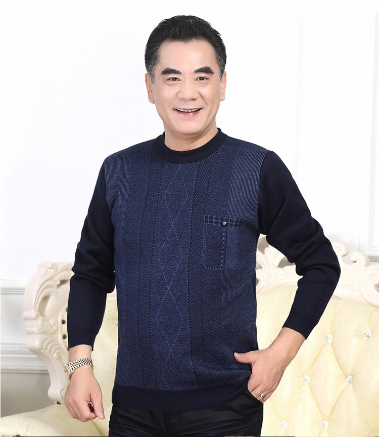 Áo len lót nỉ người già, len sơ mi ông mẫu mới