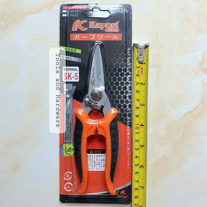 Kéo tỉa lá, tỉa dăm, cắt chi dăm thép Nhật Bản hãng Kapusi SK5 chiều dài 18cm, kéo cắt tỉa cây cảnh, kéo cắt cành, kéo cắt cành nhật bản
