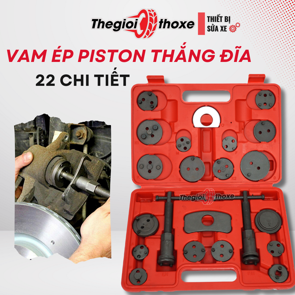 Cảo ép piston thắng đĩa 22 chi tiết VT-1516 | Dụng cụ ép piston heo dầu cho các loại xe ô tô | Thế Giới Thợ Xe
