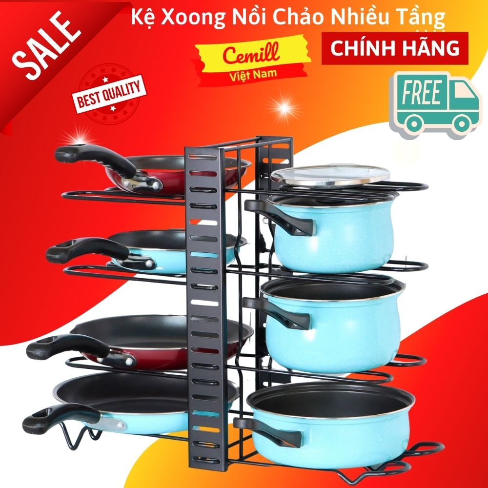 Kệ úp chảo xoong, nồi, 8 tầng giá gác vung úp chảo gọn gàng ngăn nắp chính hãng cemill