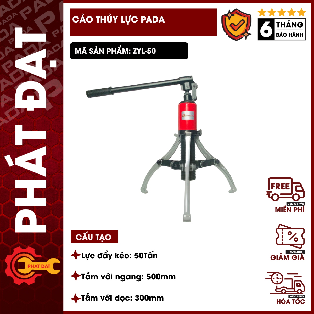 Cảo thủy lực pada zyl50 vam thủy lực 50 tấn hàng chính hãng