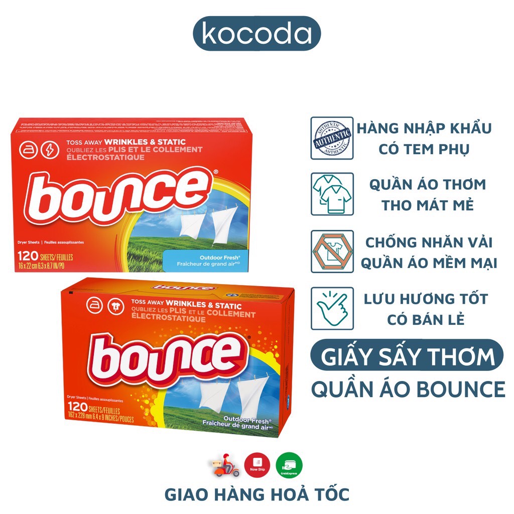 Giấy thơm quần áo BOUNCE của mỹ, giấy làm mềm quần áo, nguyên hộp 160 tờ có tách lẻ 50 tờ, c giấy thơm quần áo chuẩn hãng của mỹ