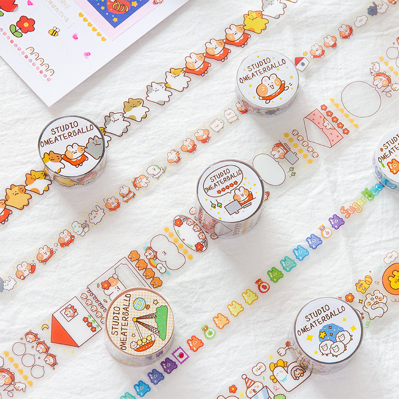 Băng dán washi tape pet s58 meaterball mèo cưng dễ thương