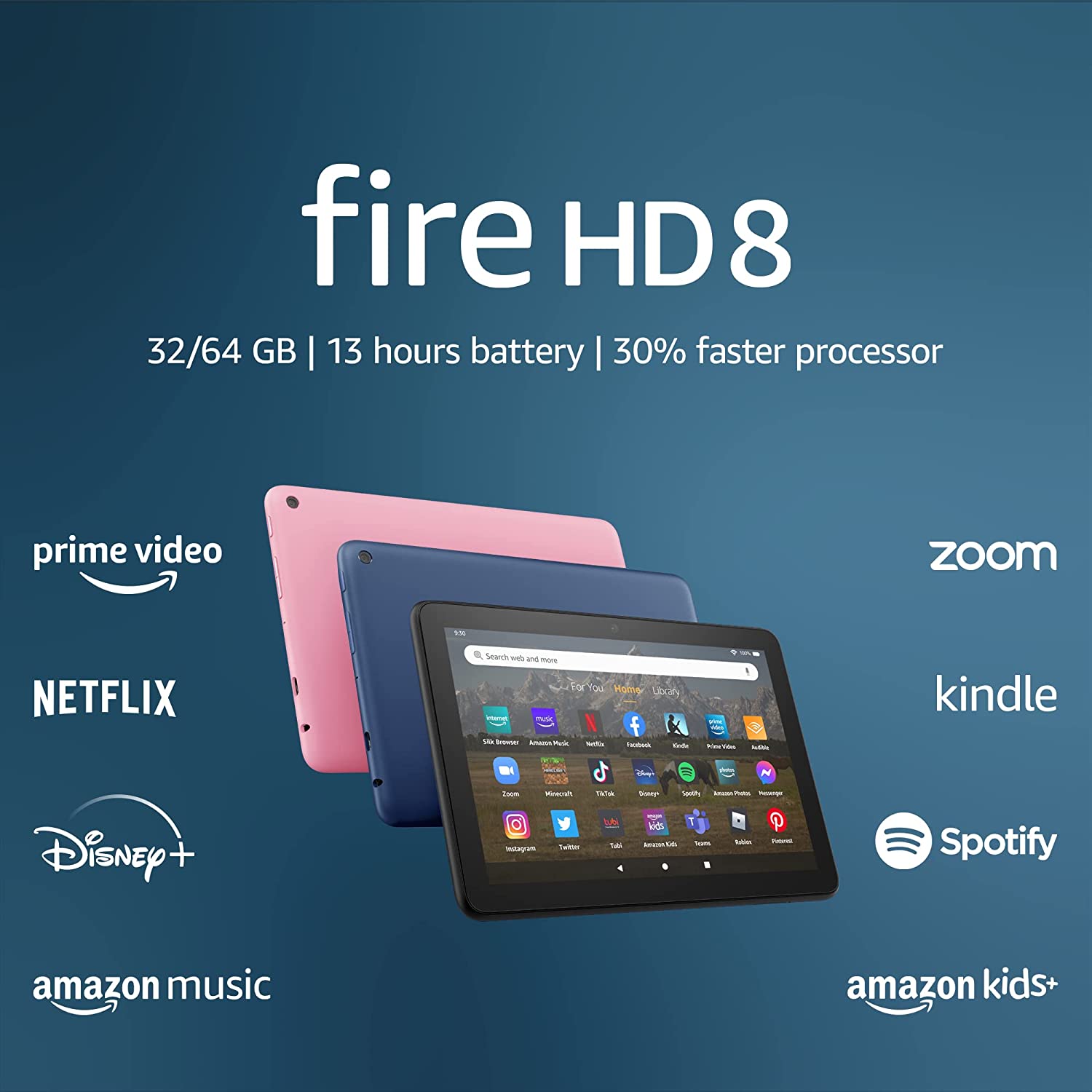 Máy tính bảng kindle fire hd8 12th 2022, màn hình 8 inch hd, dung lượng 32gb, cpu 2.0ghz, ram 2gb, usb-c