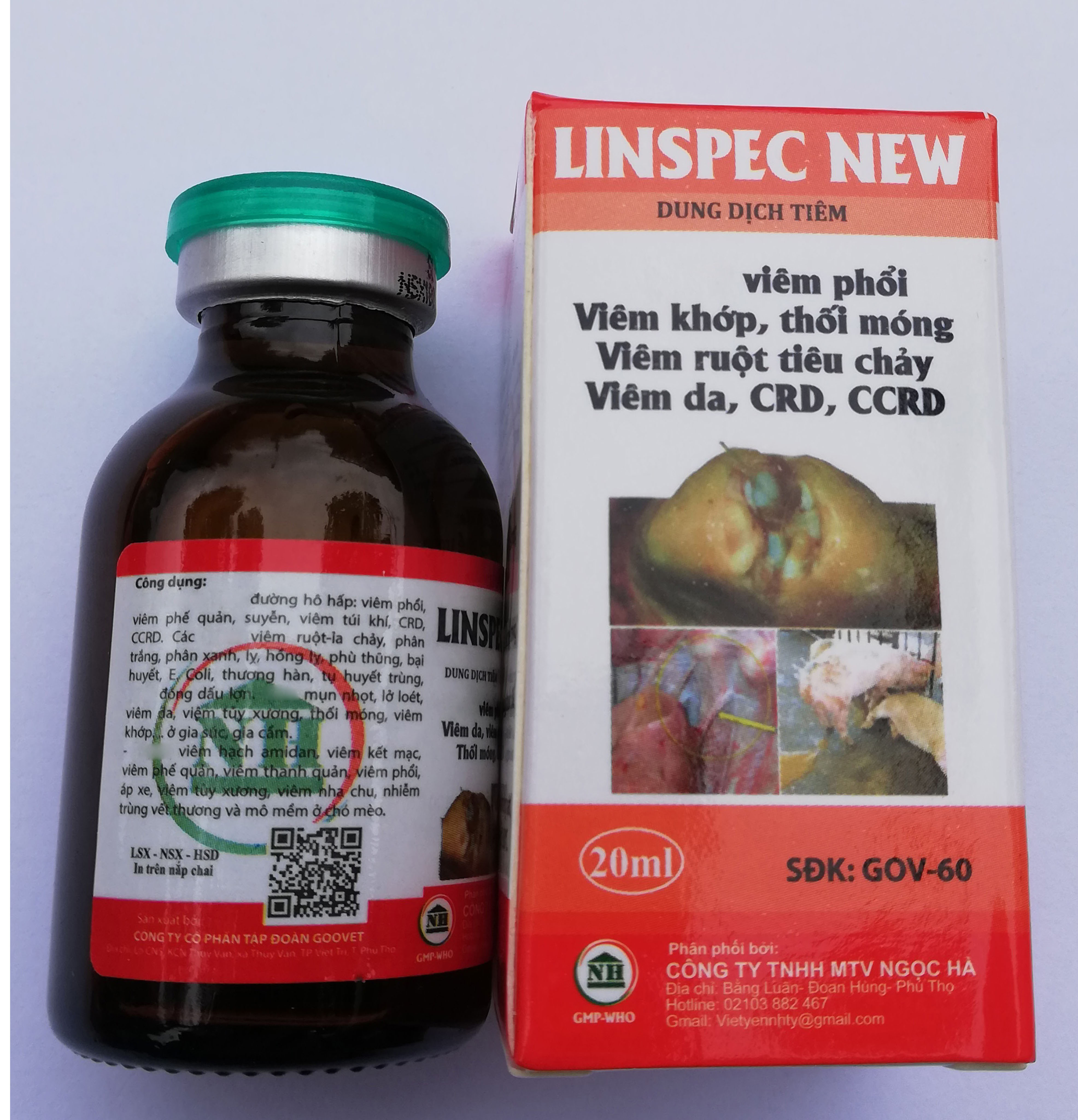 1 lọ Linspec New 20ml Dùng cho viêm phổi, viêm khớp, thối móng, viêm ruột tiêu chảy, viêm da, CRD, CCRD
