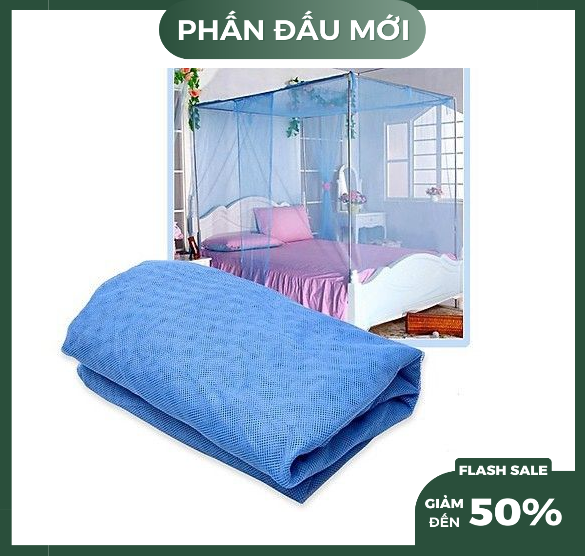 Màn Ngủ Mùng NGủ Chống Muỗi Gấp Gọn nhiều kích thước 1m 1m4 1m6 1m8 2m2 x 2m Màn Ngủ Màu Xanh