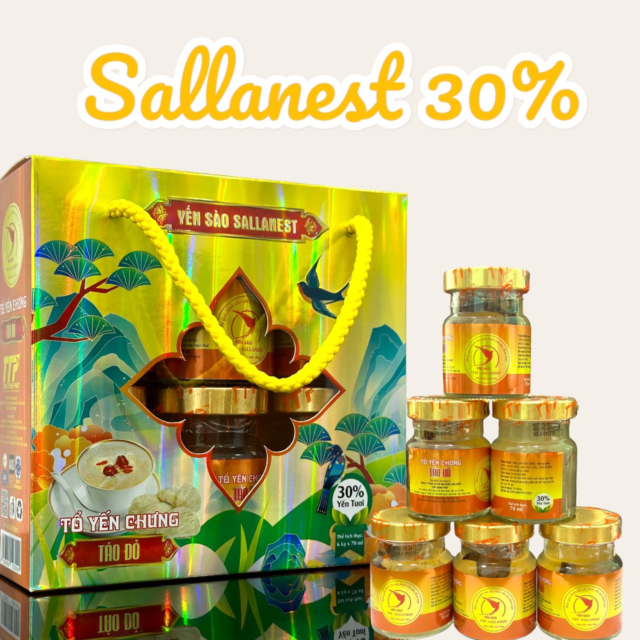 [HCM]Hộp Tiết Kiệm - Nước Yến Sào Salanest chưng táo đỏ cao cấp 30% yến tươi