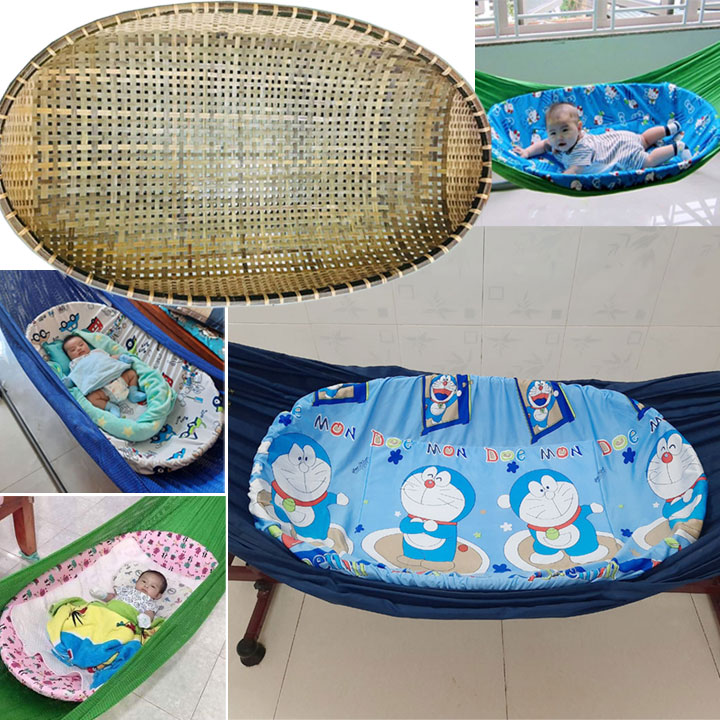 Combo: Nôi tre cỡ lớn + Nệm lót nôi cho bé nằm võng