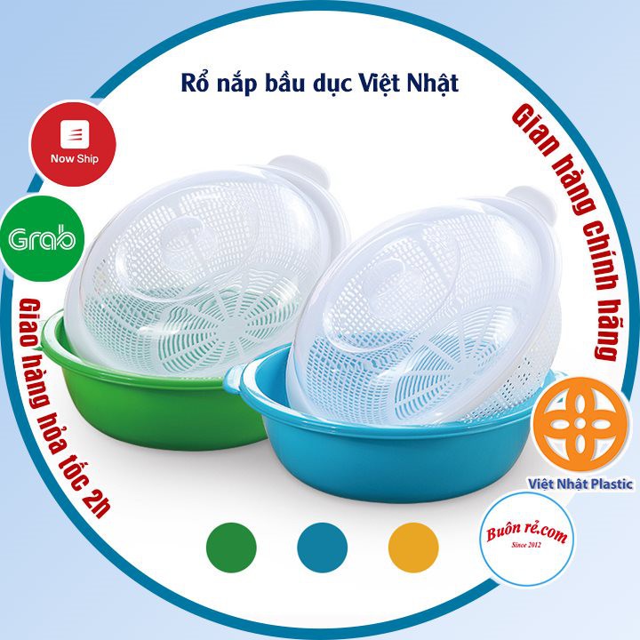 Rổ nắp bầu dục Việt Nhật, bộ rổ nhựa kèm chậu có nắp đậy rửa rau hoa quả hàng cao cấp tiện lợi (MS 3278-3279) -br 01254