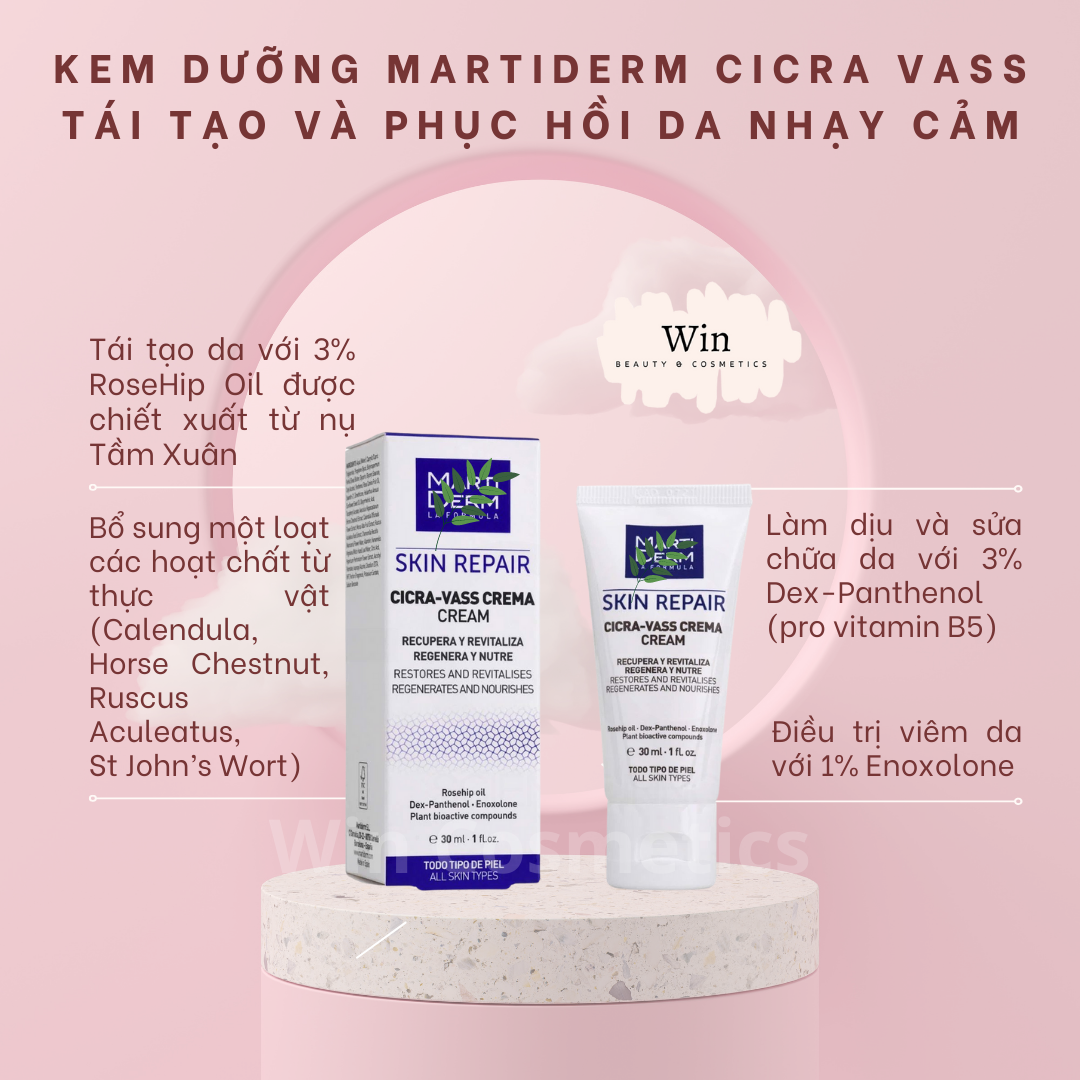 Kem dưỡng b5 dưỡng ẩm tái tạo phục hồi da tổn thương, nhạy cảm martiderm skin repair cicra vass cream
