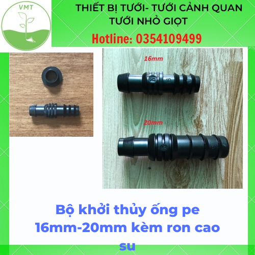 Bộ khởi thủy ống pe 16mm-20mm kèm ron cao su- 10 cái