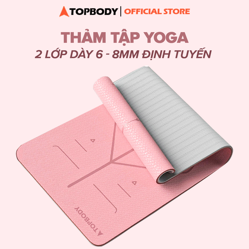 Thảm Tập Yoga, Gym 2 lớp 6 - 8mm Cao Cấp, Thảm Yoga Chống Trượt, Thảm Gấp Gọn Tập Gym Tại Nhà Tiện Lợi TOPBODY - T1 - THAMT02