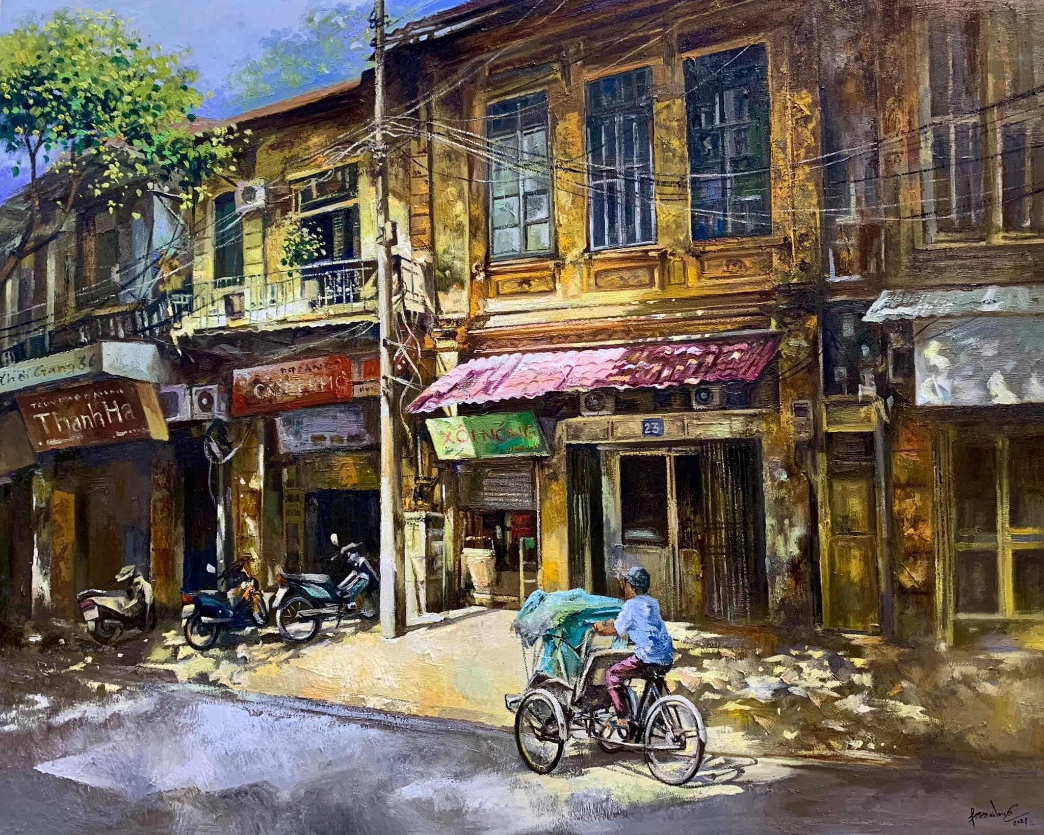 Những bức tranh vẽ phong cảnh con phố Hà Nội đẹp nhất