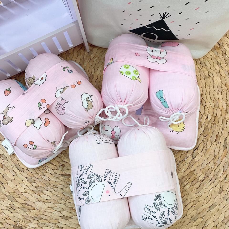 Bộ Chặn và gối bông vải xô NTR Cao Cấp Vải Thông Hơi Mềm Mại Cho Bé Sơ Sinh