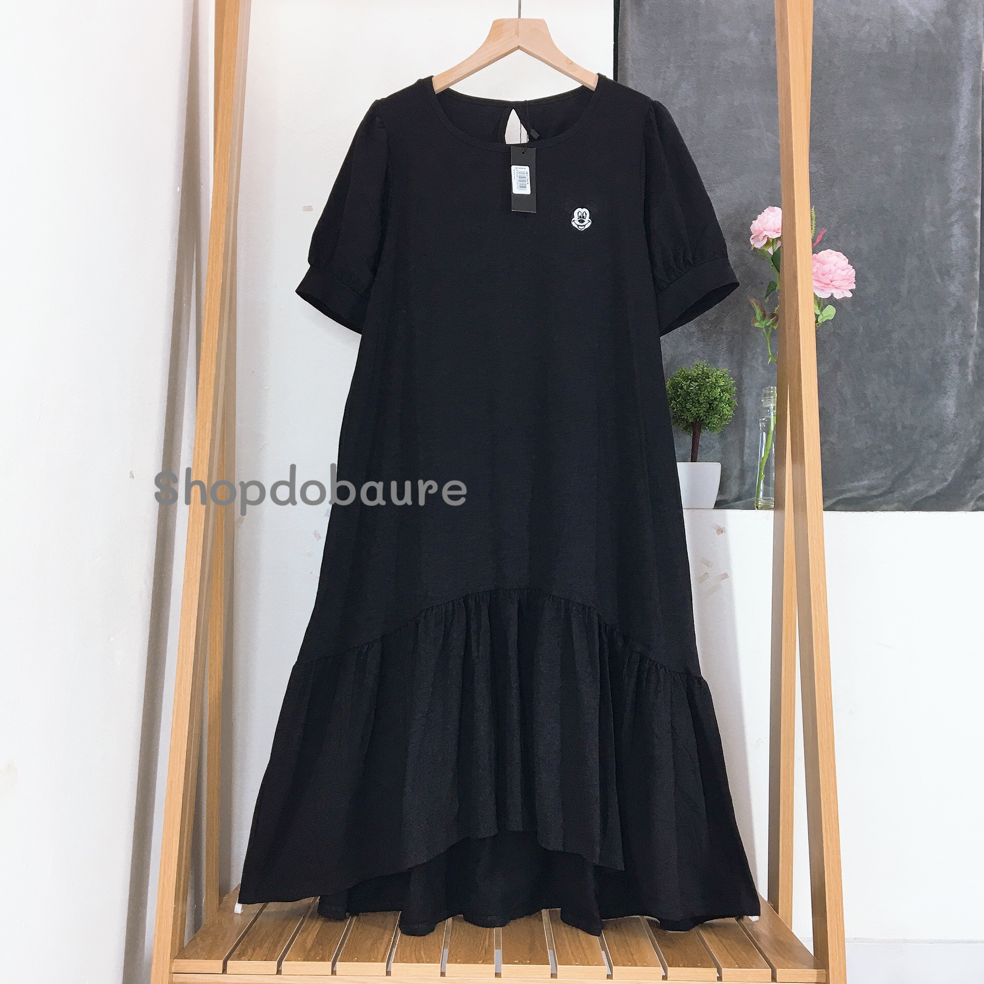 [Hoàn Tiền 6%] Váy bầu cotton thêu micky