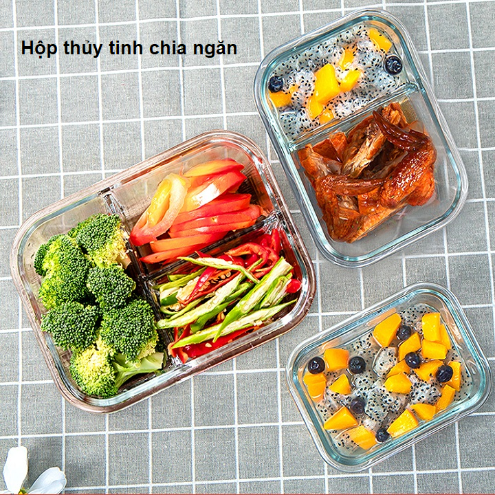 Hộp cơm thủy tinh 1040ml - hộp cơm thủy tinh chia ngăn
