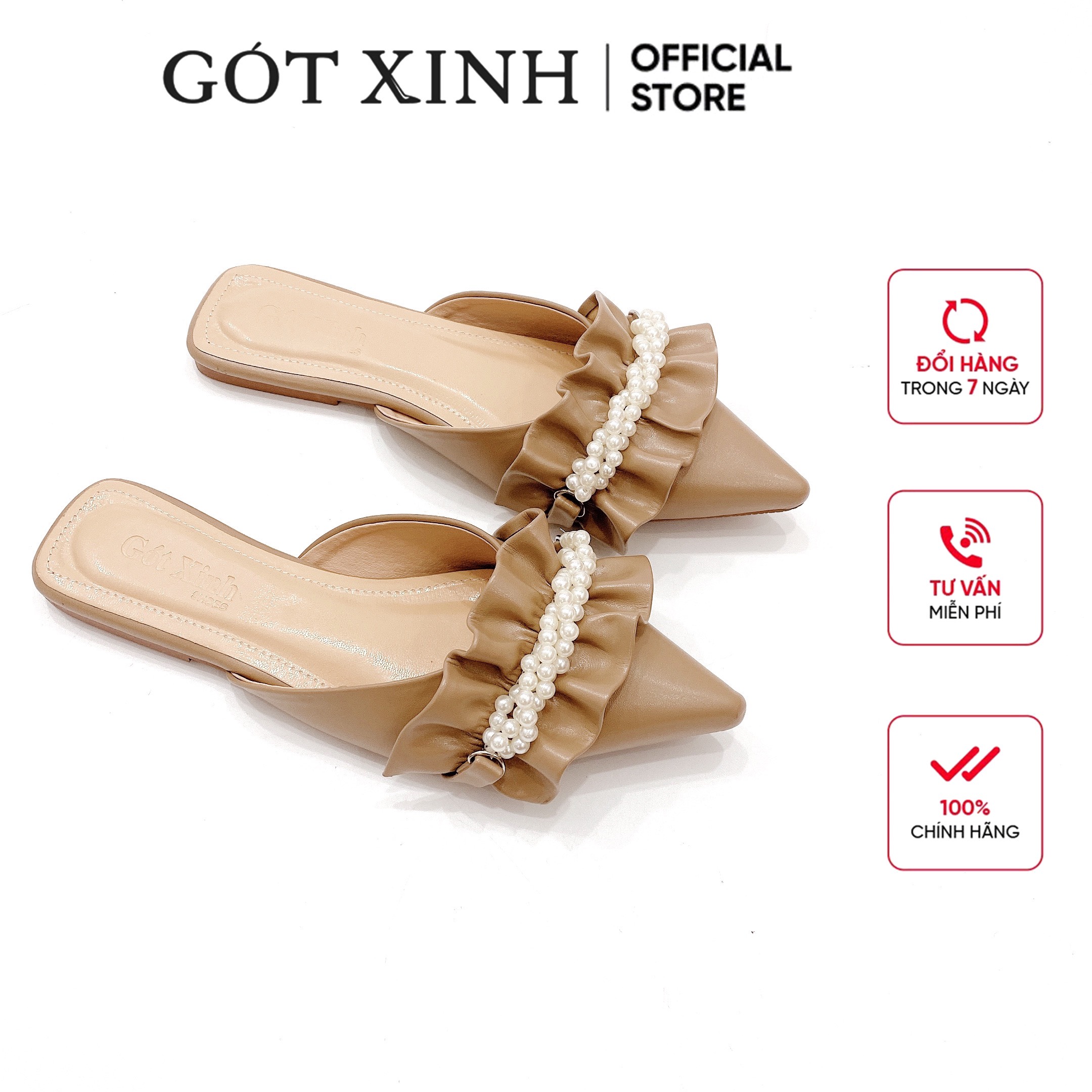 Dép sục nữ gót xinh gx7 da mềm đế bệt