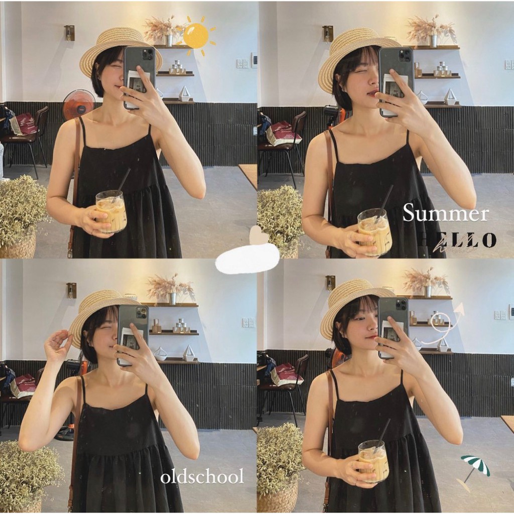 Đầm Maxi Đen Nữ 2 Dây Hở Lưng