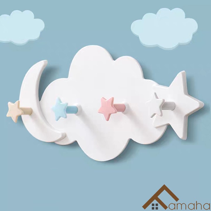 [ BẢO HÀNH 1 ĐỔI 1 ] Móc treo đồ dán tường đa năng hình đám mây. Móc treo dán tường hình đám mây siêu cute. móc treo tủ quần áo. nhà bếp. có 4 móc chịu lực