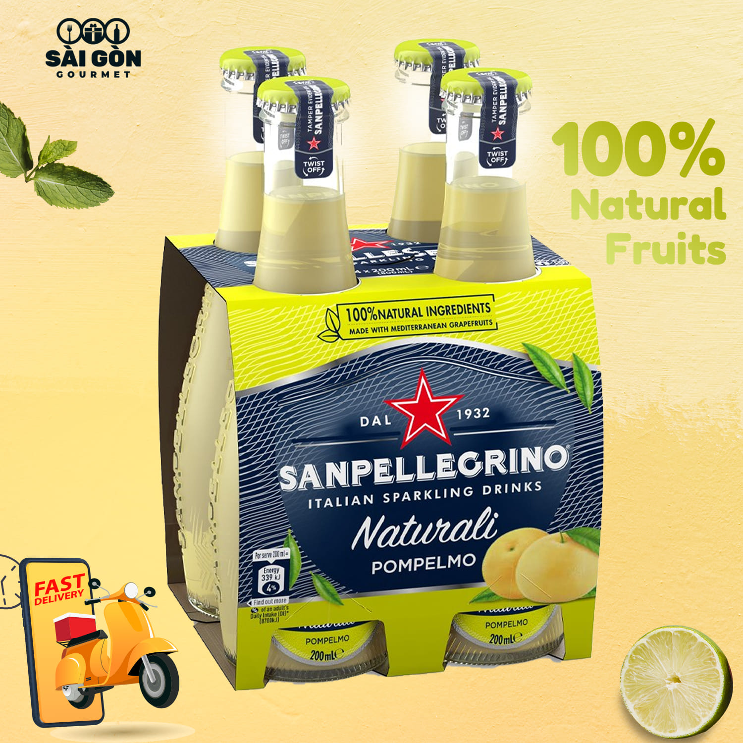 Nước bưởi có ga Sanpellegrino - Pompelmo/Grapefruit 200ml