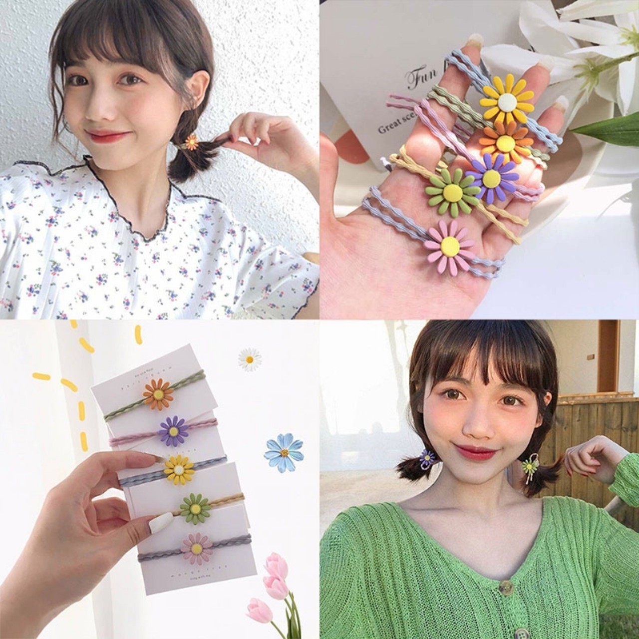 Dây cột tóc hoa cúc siêu xinh -combo 03
