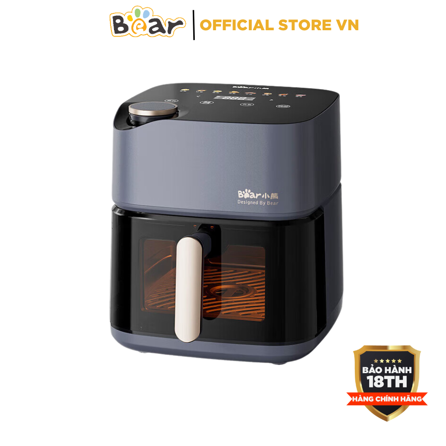 Nồi Chiên Không Dầu Dung Tích 6L Bear QZG-C19Q7, Công Suất 2000W, Menu cảm ứng, Bảo Hành 18 Tháng